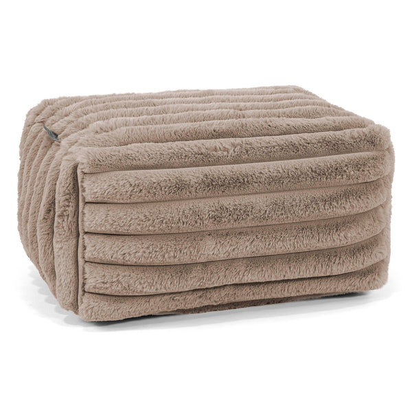 Petit Repose Pied - Velours Côtelé Ultra Pelucheux Vison 01
