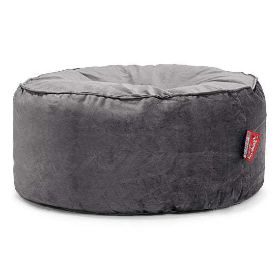 Pouf Design Rond - Velours Anthracite 01