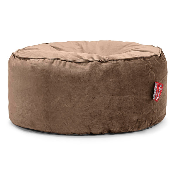 Pouf Design Rond - Velours Espresso 01