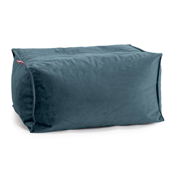 Pouf Repose Pied - Velours Mer Égée 01