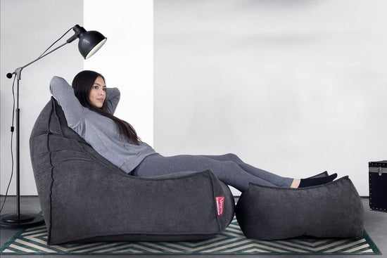 LOUNGE PUG, Gros Pouf Repose Pied, Gaufre Graphite